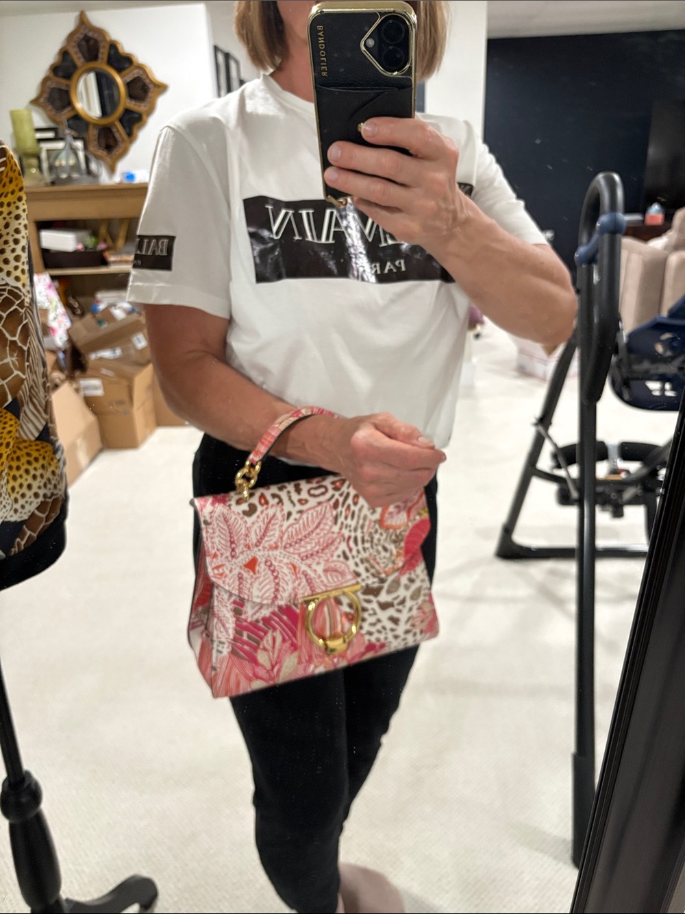 Salvatore Ferragamo Pink Floral & Animal-Print Top Handle Satchel - Picture 8 of 16